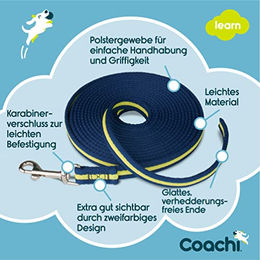 Pet Head Schleppleine für Welpen und kleine Hunde aus Gurtband Blau Gelb Größe S - 5 m – Bild 1 von 4