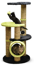 @Pet Kratzbaum für Katzen mit Tunnel, doppelter Plattform und Sisalseil, 86 cm – Bild 1 von 4