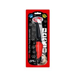 Pet Nova Entfilzungskamm für Hunde aus Edelstahl in Rot-Schwarz 21cm x 5,5cm – Bild 1 von 3