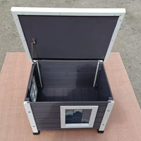 Produktbild von @Pet Outdoor Katzenhaus XL Katzenhöhle aus Holz in Grau und Weiß 68,5x54x51,5 cm