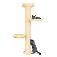 Produktbild von PET VIOLET Kratzbaum wandmontiert 185 cm hoch XXL Katzenbaum mit Sisal Säulen und abnehmbaren Kissen Beige