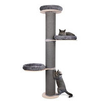 Produktbild von PET VIOLET Kratzbaum wandmontiert 185 cm hoch XXL Katzenbaum mit Sisal Säulen und abnehmbaren Kissen Grau