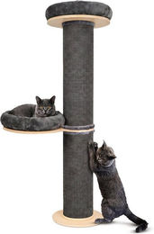 PET VIOLET Kratzbaum wandmontiert XXL Katzenbaum aus Holz mit Sisal Säulen und abnehmbaren Kissen in Grau – Bild 1 von 5