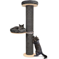 Produktbild von PET VIOLET Kratzbaum wandmontiert XXL Katzenbaum aus Holz mit Sisal Säulen und abnehmbaren Kissen in Grau