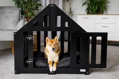 Pet World Design Hundehütte aus Holz für große Rassen schwarz verschließbar – Bild 1 von 7