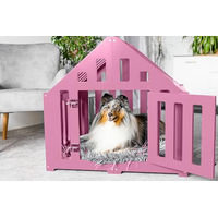 Produktbild von Pet World Design Hundehütte aus Holz rosa verschließbar