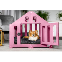 Produktbild von Pet World Design Hundehütte aus Holz rosa verschließbar für Hund und Katze