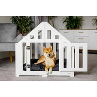 Produktbild von Pet World Design Hundehütte aus Holz weiß verschließbar für Hund und Katze