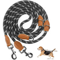 Produktbild von PETCOOZ Schleppleine für Hunde aus Nylon mit Reflektierung 3m Doppelleine Schwarz - 3 m