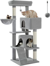 PETEPELA Kratzbaum 143cm mit abnehmbarem Kissen, Kratzpfosten und Doppel-Katzenhaus für schwere Katzen – Bild 1 von 1