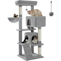 Produktbild von PETEPELA Kratzbaum 143cm mit abnehmbarem Kissen, Kratzpfosten und Doppel-Katzenhaus für schwere Katzen