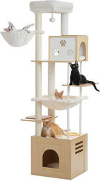 PETEPELA Kratzbaum aus Holz für Katzen 190cm Beige – Bild 1 von 1