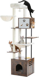 PETEPELA Kratzbaum aus Holz für Katzen 190cm Beige – Bild 1 von 5