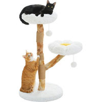 Produktbild von PETEPELA Kratzbaum aus Holz mit Blumen-Design für Katzen in Weiß 90cm