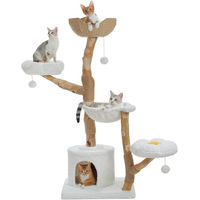 Produktbild von PETEPELA Kratzbaum aus Holz mit Kuschelhöhle und Hängematte für Katzen in Beige