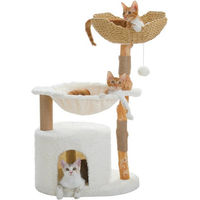 Produktbild von PETEPELA Kratzbaum aus Naturholz mit Weidenkorb, Höhle und Hängematte, 102cm, Beige