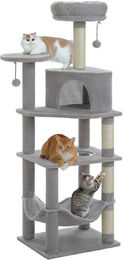 PETEPELA Kratzbaum für Katzen 143 cm Mehrstöckig mit Sisal-Kratzsäulen, Hängematte und Katzenhöhle – Bild 1 von 5