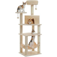 Produktbild von PETEPELA Kratzbaum für Katzen 143 cm Mehrstöckig mit Sisal-Kratzsäulen, Hängematte und Katzenhöhle