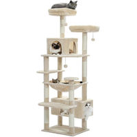 Produktbild von PETEPELA Kratzbaum für Katzen 184 cm mit Sisal-Polsterung, Doppelhaus, Korb und 2 Sitzstangen in Beige