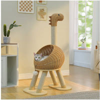 Produktbild von PETEPELA Kratzbaum für Katzen in Dinosaurierform mit 5 Sisal-Kratzsäulen und halboffenem Weidennest 115cm