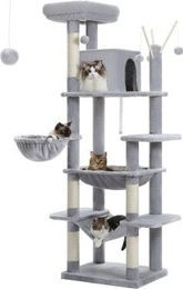PETEPELA Kratzbaum Road für Katzen mit Sisalstamm in Grau 175cm – Bild 1 von 3