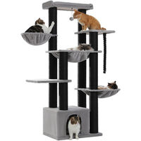 Produktbild von PETEPELA Kratzbaum XXL für Katzen mit 13 Sisalpfosten, Höhle und Körben, 169 cm hoch