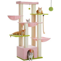 Produktbild von PETEPELA XXL Kratzbaum für Katzen in Rosa mit 13 Sisalpfosten, Höhle und Körben, 169 cm hoch