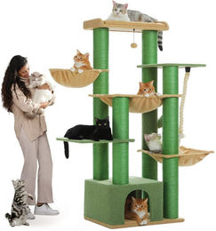 PETEPELA XXL Kratzbaum für Katzen mit 13 Sisalpfosten, Höhle und Körben, 169 cm hoch – Bild 1 von 5