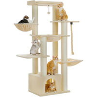 Produktbild von PETEPELA XXL Kratzbaum für Katzen mit 13 Sisalpfosten, Höhle und Körben, Beige