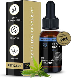 Produktbild von Peticare 3% CBD Öl zur Beruhigung für Katzen 10 ml