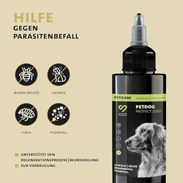 Peticare Anti-Parasiten Mittel für Hunde gegen Milben und Flöhe Bio Spot-On 100 ml - 100 ml – Bild 1 von 7