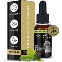 Produktbild von Peticare CBD Öl für Hunde mit 10% CBD sowie Vitamin D1 und E1