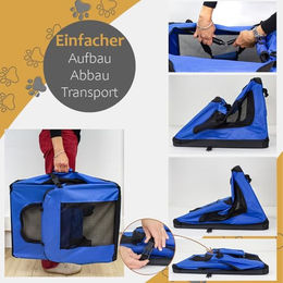 Petigi Faltbare Hundebox Transporttasche aus Oxford-Gewebe für Hunde und Katzen Blau Größe S 50 x 35 x 36 cm – Bild 1 von 3