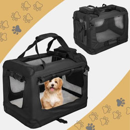 Petigi Faltbare Hundebox und Transporttasche für Hunde und Katzen aus Oxford-Gewebe Schwarz S 50 x 35 x 36 cm – Bild 1 von 5