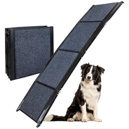 Petigi Hunderampe aus Aluminium mit rutschfestem Teppich in Grau 180 cm klappbar - 180 cm – Bild 1 von 6