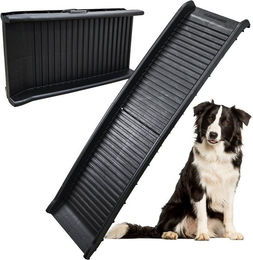 Petigi Hunderampe aus Kunststoff klappbar 154 cm Schwarz Einstieghilfe für Hunde – Bild 1 von 5