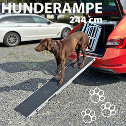 Petigi Hunderampe Auto Einstiegshilfe aus Aluminium klappbar Silber 244 cm – Bild 1 von 3