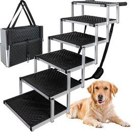 Petigi Hundetreppe aus Aluminium klappbar mit 6 Stufen rutschfest für Hunde – Bild 1 von 9