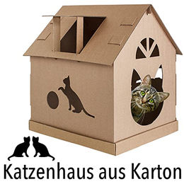 Petigi Katzenhaus aus Pappe als Katzenhöhle und Spielhaus in Braun – Bild 1 von 9