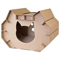 Produktbild von Petigi Katzenhaus aus Pappe mit Kratzmatte Modell 01 Braun