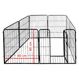 Petigi Tierlaufstall Welpenauslauf aus Metall Schwarz 80 x 80cm – Bild 1 von 6