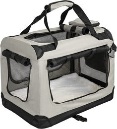 Petigi Tiertransporttasche aus Nylon für Hund und Katze faltbar in Beige – Bild 1 von 3
