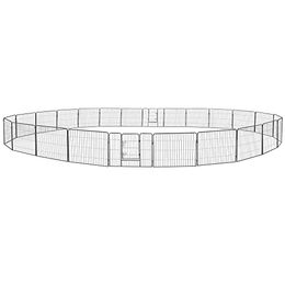 Produktbild von Petigi Welpenauslauf Laufstall aus pulverbeschichtetem Stahl zusammenklappbar Schwarz 80 x 60 cm