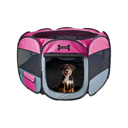 petigi Welpenauslauf XL Laufstall für Hunde und Meerschweinchen 115x115x65 cm Rosa – Bild 1 von 7