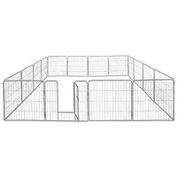Produktbild von Petigi Welpenlaufstall 16-eckiges Freigehege aus Metall Silber 60 cm