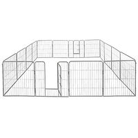 Produktbild von Petigi Welpenlaufstall 16eckig aus Metall Silber 100 cm