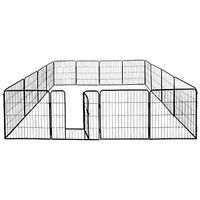 Produktbild von Petigi Welpenlaufstall XL Freilaufgehege aus Metall Schwarz 80 x 80 cm 16 Teile