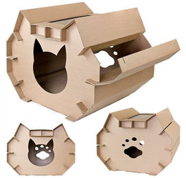 Petigi XXL Katzenhaus aus Pappe mit Kratzmatte für Katzen – Bild 1 von 7