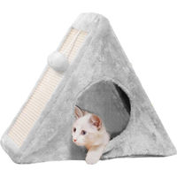 Produktbild von PetJet Kratzbaum für Katzen mit Haus, Bett und Spielzeug in Grau aus Plüsch und Sisal