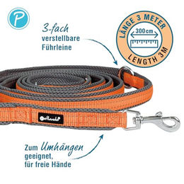 Petlando Hundeleine Outdoor reflektierend aus Nylon in Orange Größe M 300 x 2,5cm – Bild 1 von 3